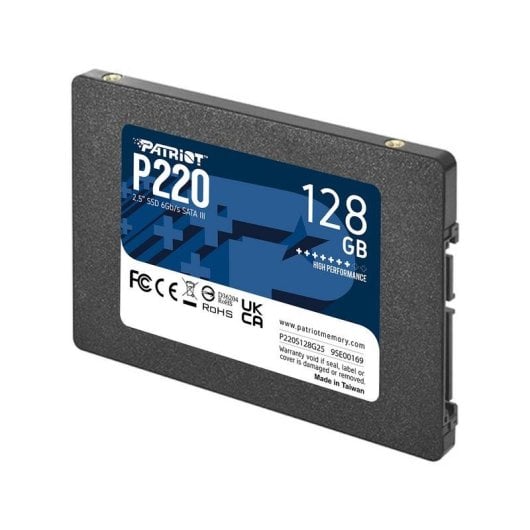 Disque Dur Patriot P220 128GB SSD 2.5" 550 Mo/s Fiabilité S.M.A.R.T TRIM