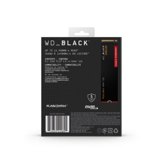Disco Duro Western Digital Black SN8100 4TB M.2 PCIe 5.0 NVMe Encriptado