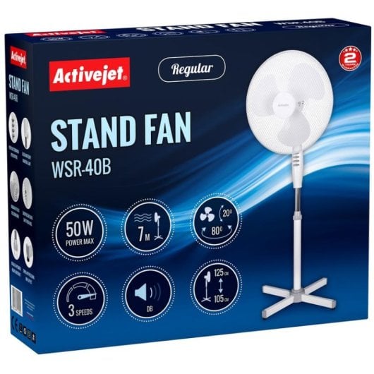 Activejet Regular WSR-40B Ventoinha de Lâminas 43 cm Piso Cinzento/Prata/Branco
