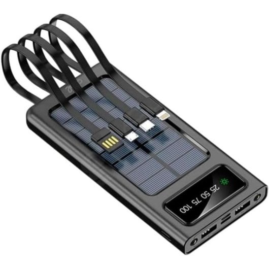 Batería Externa Universal Power Bank 10.000 mAh con Panel Solar COOL (4 Conexiones) Negro