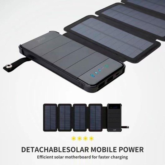 Batería Externa Solar COOL 10.000 mAh con 4 Paneles y 4 Puertos USB Negra