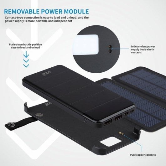 Batería Externa Solar COOL 10.000 mAh con 4 Paneles y 4 Puertos USB Negra
