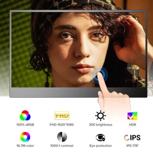 Monitor Uperfect 15.6" QHD 60Hz IPS Touchscreen FreeSync Antiriflesso 10pt Risposta Rapida