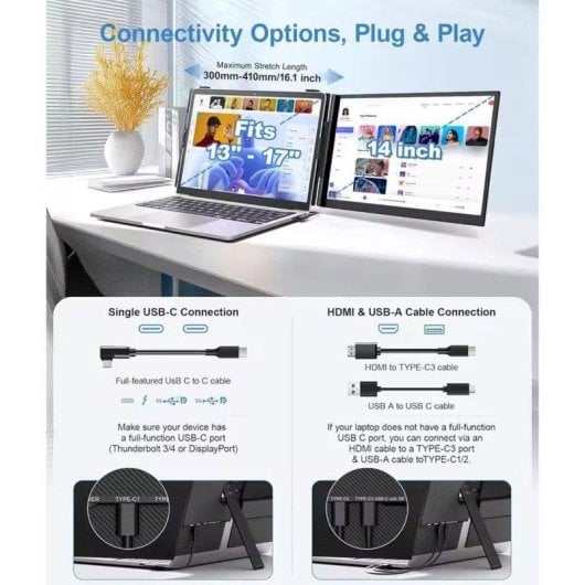 Monitor Uperfect 14" QHD 60Hz IPS FreeSync HDR Pantalla Portátil