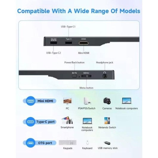 Monitor Uperfect 15.6" FullHD 60Hz IPS FreeSync HDR Tempo di Risposta Rapido