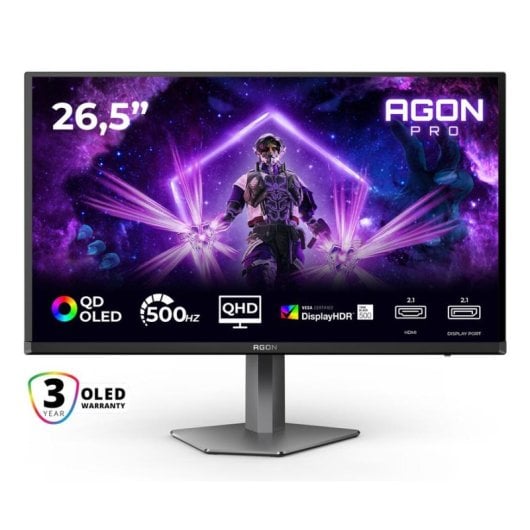 Monitor AOC AGON PRO AG276QKD2 27" Quad HD 500Hz QD-OLED HDR500 True Black Temps Réponse 0,03 ms