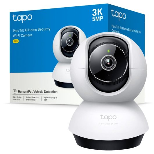 Tapo TC74 Cámara de Vigilancia 360º Interior, 3K 5MP, Detección IA Gratuita Avanzada, Visión Nocturna