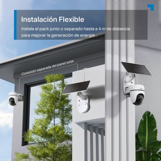 Tapo TC90 Kit Cámara de Vigilancia 360º con Panel Solar y Batería, 2K 3MP, Detección IA Gratuita, Visión Nocturna a Colo