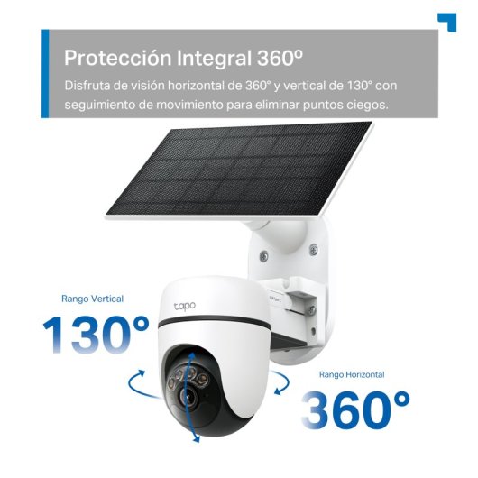 Tapo TC90 Kit Cámara de Vigilancia 360º con Panel Solar y Batería, 2K 3MP, Detección IA Gratuita, Visión Nocturna a Colo