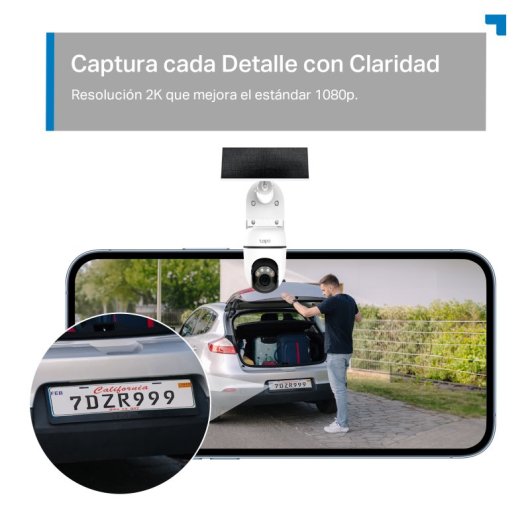 Tapo TC90 Kit Cámara de Vigilancia 360º con Panel Solar y Batería, 2K 3MP, Detección IA Gratuita, Visión Nocturna a Colo