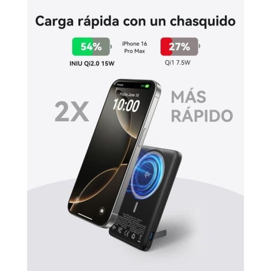 Batería externa INIU MagPro Qi2 Powerbank 5000mAh magnética 20W negra