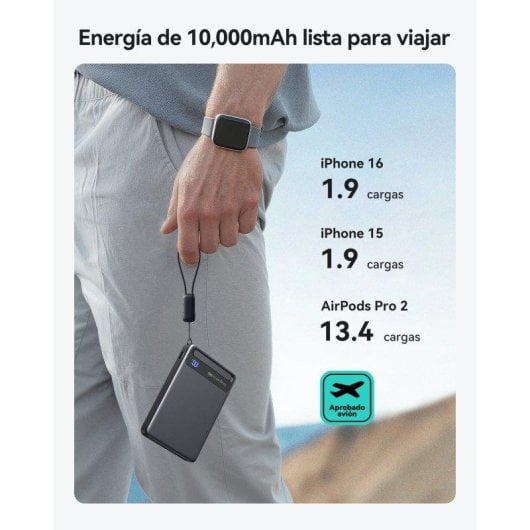 Batería externa INIU MagPro Qi2 10000 mAh magnética 45W negra carga rápida