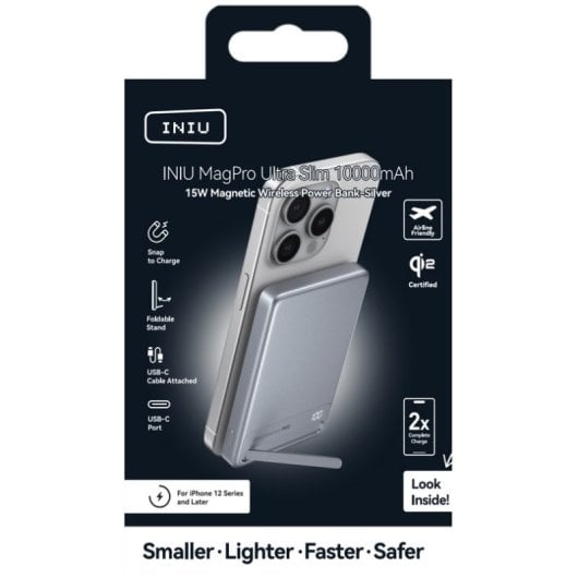Batería externa INIU MagPro Qi2 Slim 10000 mAh carga magnética y PD 45W