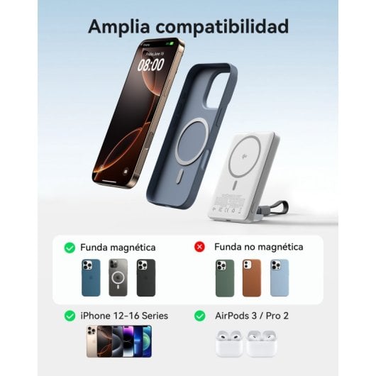 Batería externa INIU MagPro Qi2 Slim 10000 mAh carga magnética y PD 45W
