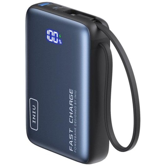 Batería externa INIU Pocket Powerbank 20000mAh 22,5W ultracompacta negro cable USB-C integrado