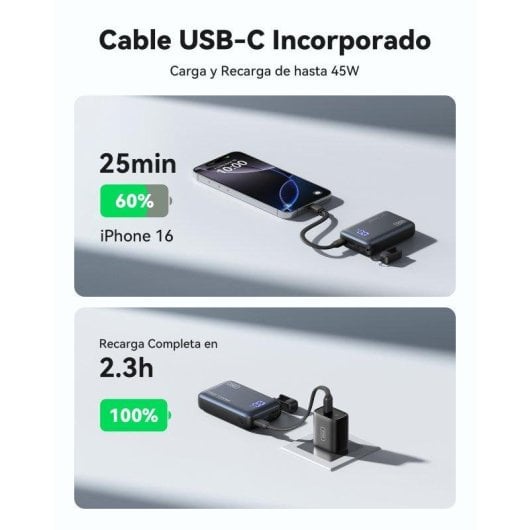 Batería externa INIU Pocket Pro 10.000 mAh 45W USB-C ultracompacta negra
