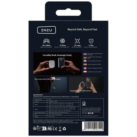 Batería externa INIU Pocket Pro 10.000 mAh 45W USB-C ultracompacta negra