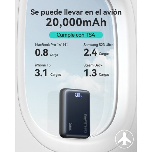 INIU Leopard Power Powerbank Compacto 20.000mAh 65W Preto