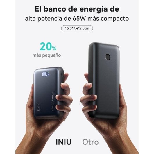 INIU Leopard Power Powerbank Compacto 20.000mAh 65W Preto