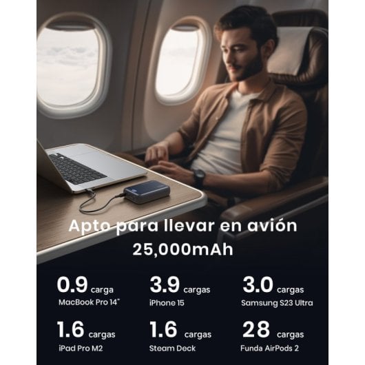 INIU Leopard Power Powerbank compacto com cabo integrado 25.000mAh 100W Preto