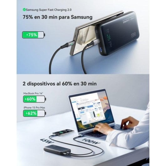 INIU Leopard Power Powerbank Compatto 25000mAh 140W Nero con Cavo Integrato