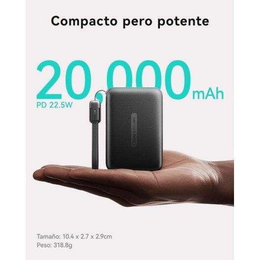 Powerbank INIU Pocket Neo 20000 mAh Negro Display LED Carga rápida 22.5W