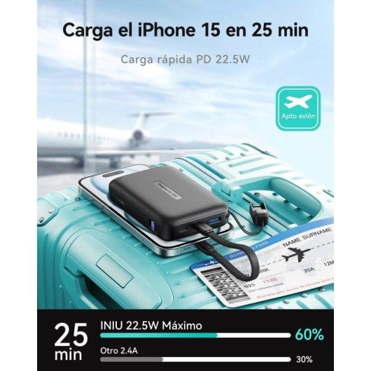 Powerbank INIU Pocket Neo 20000 mAh Negro Display LED Carga rápida 22.5W