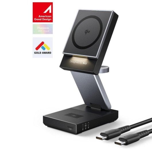 Cargador inalámbrico INIU MagPro 3 en 1 Qi2 plegable para iPhone, AirPods y Apple Watch