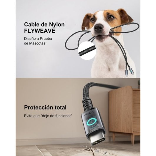 Câble USB-C INIU C21-P1 Magnétique Nylon Tressé 1,2m 100W Noir