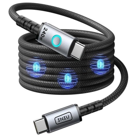 Câble USB-C INIU C22-P1 1,2 m Magnétique 240 W Tricoté Noir