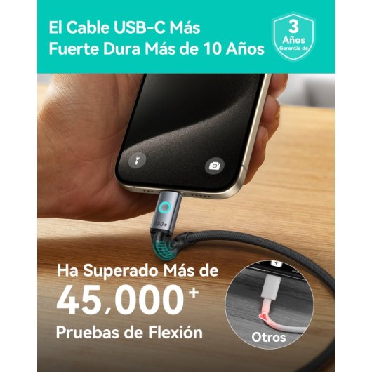 Câble USB-C INIU C22-P1 1,2 m Magnétique 240 W Tricoté Noir