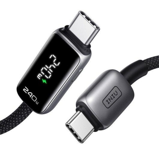 Cabo USB-C INIU Leopard Display 2m 240W Preto Trançado