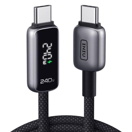 Cable USB-C INIU Leopard 240W 2m Negro con pantalla digital