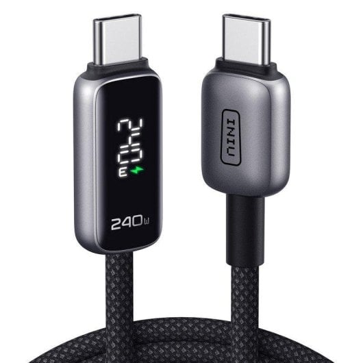 Cabo USB-C INIU Leopard Display 2m 240W Preto Trançado