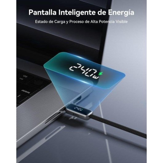 Cable USB-C INIU Leopard 240W 2m Negro con pantalla digital