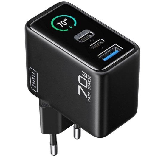 Carregador de parede INIU Leopard 70W Display TFT 2x USB-C 1x USB-A Preto