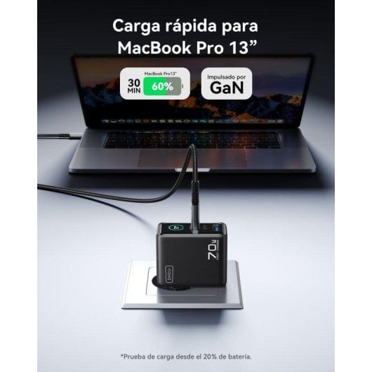 Carregador de parede INIU Leopard 70W Display TFT 2x USB-C 1x USB-A Preto