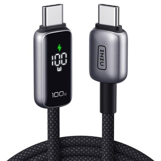 Cabo USB-C INIU Leopard 2M 100W Display Trançado Preto