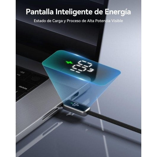 Cabo USB-C INIU Leopard 2M 100W Display Trançado Preto