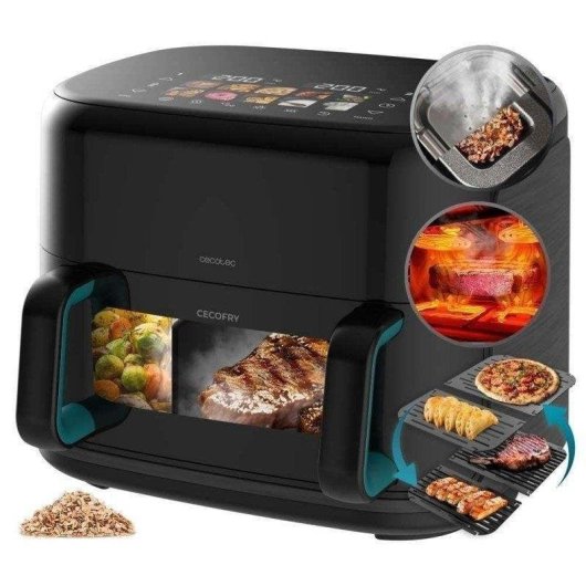 Freidora de Aire Cecotec Cecofry&Grill Smokin'Prime 11000 11L 2800W Dubbele Mand Grill Roker