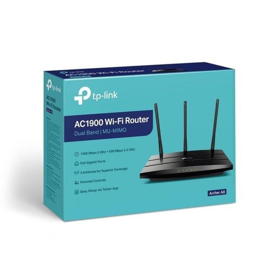 Router TP-Link Archer A8 Wi-Fi 5 Doble Banda 1900Mbps MU-MIMO RJ-45