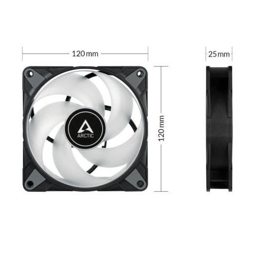 Refroidissement Air Arctic 120 mm P12 PWM PST A-RGB 0dB LED A-RGB Ultra-Silencieux