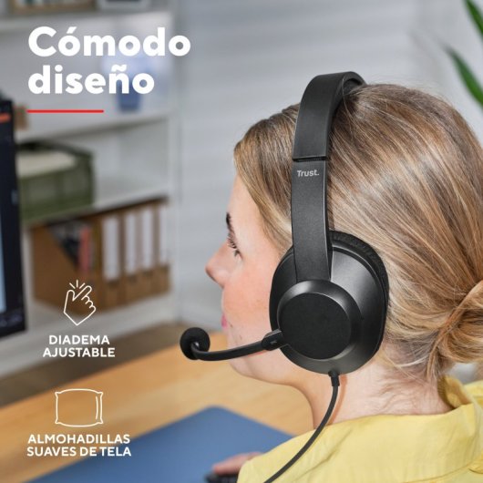 Auricolari Trust Ayda Max con cavo USB-C/USB-A con Cancellazione Rumore Nero
