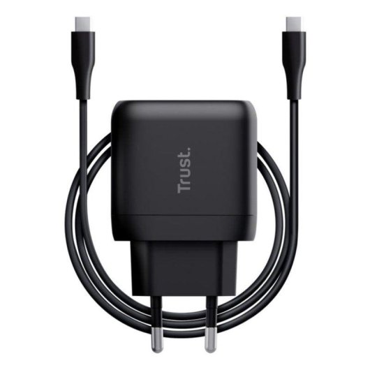 Cargador Trust Maxo GaN USB-C 45 W con cable 2 m negro