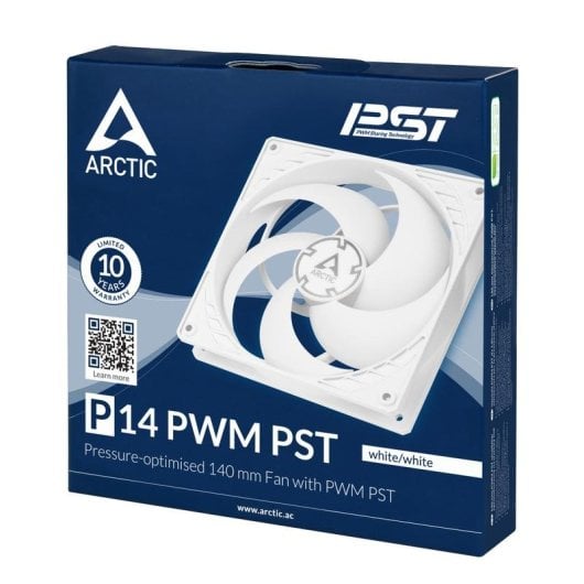 Refrigeração a Ar Arctic 140mm P14 PWM PST Branco Pressão Estática 0.3 Sone