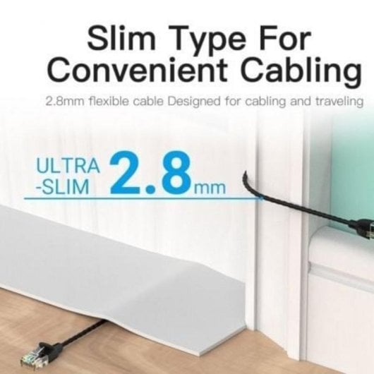 Cable de red Vention IBIBD Cat.6A 50 cm ultrafino negro RJ45 UTP 10 Gbps