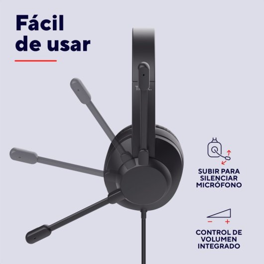 Auriculares Trust Ayda Max con cable Jack 3.5 para oficina con micrófono y diadema ajustable, negros