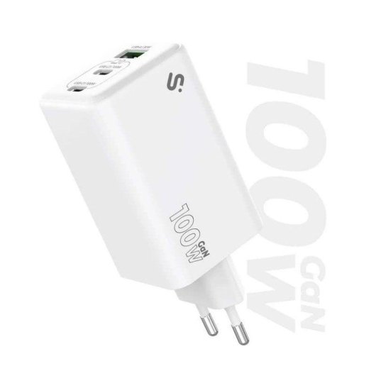 Ladegerät Subblim SUBCHG-6G1003 GaN 100W USB-C+C+A Kompakt Universal Weiß