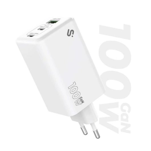 Ladegerät Subblim SUBCHG-6G1003 GaN 100W USB-C+C+A Kompakt Universal Weiß