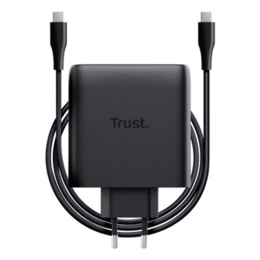 Cargador Trust Maxo GaN 100W 2 Puertos USB-C Carga Rápida Cable 2m Negro